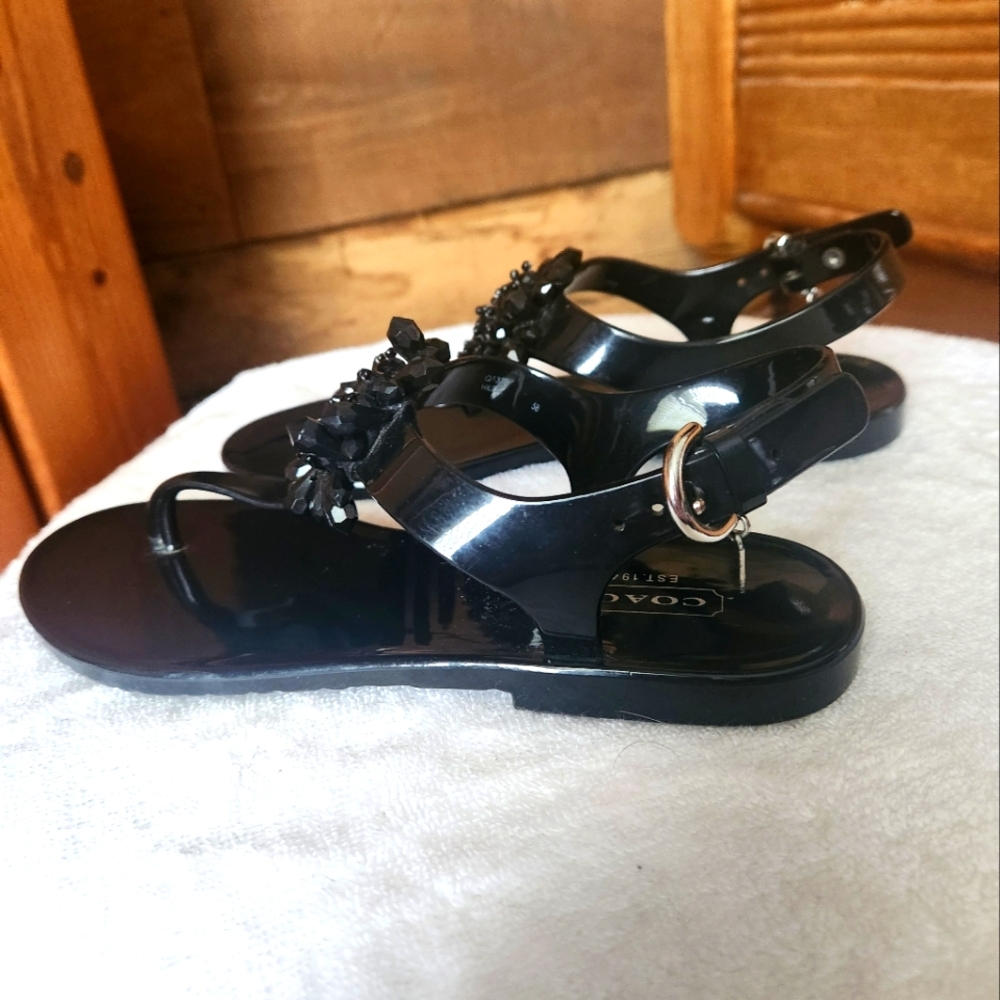 Coach Hilda Jelly Black Thong Sandals- Womens Size 5 - Picture 7 of 9